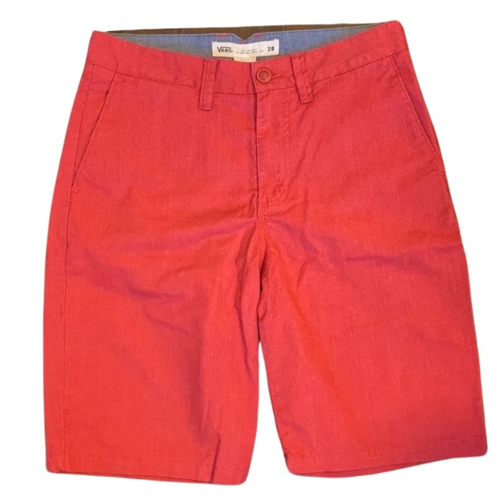 VANS Men's Casual Flat Front Shorts. Red.  Size 28.